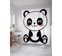 Штора (занавеска) для ванной JoyArty "Панда радуется" из сатена, 180х200 см с крючками, sc_23815