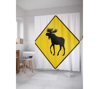 Штора (занавеска) для ванной JoyArty "Лось на знаке" из сатена, 180х200 см с крючками, sc_23357