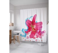 Штора (занавеска) для ванной JoyArty "Праздничная лилия" из сатена, 180х200 см с крючками, sc_2635