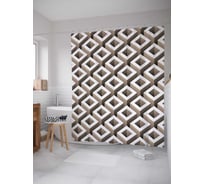 Штора (занавеска) для ванной JoyArty "Рельефная клетка" из сатена, 180х200 см с крючками, sc_23288