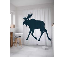 Штора (занавеска) для ванной JoyArty "Спешащий лось" из сатена, 180х200 см с крючками, sc_23354