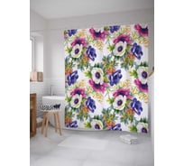 Штора (занавеска) для ванной JoyArty "Апрельские букеты" из сатена, 180х200 см с крючками, sc_29438