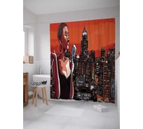 Штора (занавеска) для ванной JoyArty "Городские песни" из сатена, 180х200 см с крючками, sc_23260