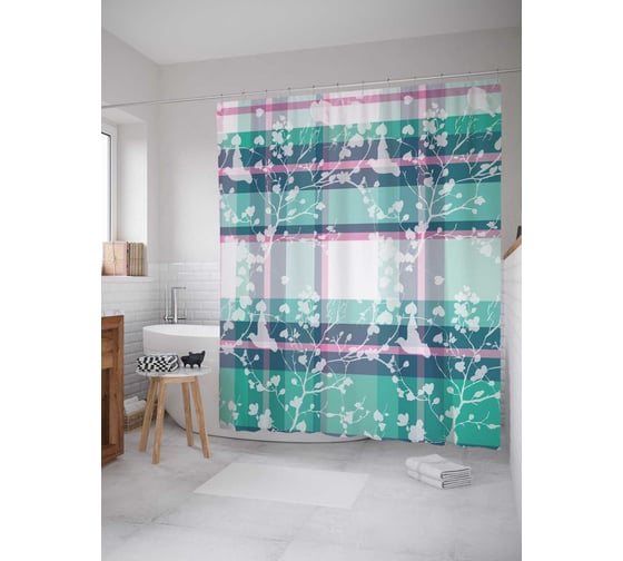 Штора (занавеска) для ванной JoyArty "Мир эффектов" из сатена, 180х200 см с крючками, sc_2949 1