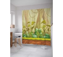 Штора (занавеска) для ванной JoyArty "Туманные джунгли" из сатена, 180х200 см с крючками, sc_29214