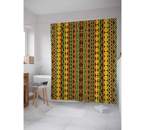 Штора (занавеска) для ванной JoyArty "Полосатый выбор" из сатена, 180х200 см с крючками, sc_29502 1