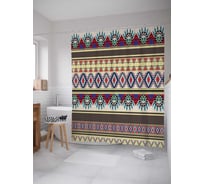 Штора (занавеска) для ванной JoyArty "Обрядовые полосы" из сатена, 180х200 см с крючками, sc_26725