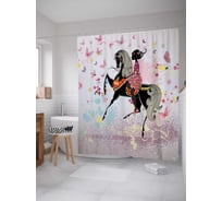 Штора (занавеска) для ванной JoyArty "Привлекательная всадница" из сатена, 180х200 см с крючками, sc_2931