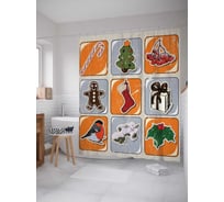 Штора (занавеска) для ванной JoyArty "Праздничный сезон" из сатена, 180х200 см с крючками, sc_2714