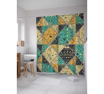 Штора (занавеска) для ванной JoyArty "Геометрическая схема" из сатена, 180х200 см с крючками, sc_29033