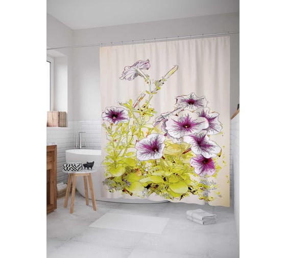 Штора (занавеска) для ванной JoyArty "Сад веры" из сатена, 180х200 см с крючками, sc_2840 1