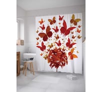 Штора (занавеска) для ванной JoyArty "Бегство бабочек" из сатена, 180х200 см с крючками, sc_2775