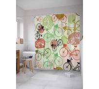 Штора (занавеска) для ванной JoyArty "Велосипедное приключение" из сатена, 180х200 см с крючками, sc_2834