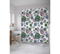 Штора (занавеска) для ванной JoyArty "Кактусы сверху" из сатена, 180х200 см с крючками, sc_36155