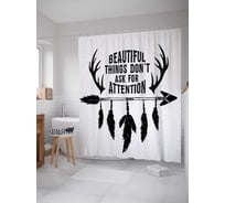 Штора (занавеска) для ванной JoyArty "Красивая вещь не просит внимания" из сатена, 180х200 см с крючками, sc_37622