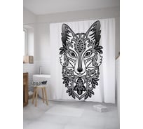 Штора (занавеска) для ванной JoyArty "Орнаментальный лис" из сатена, 180х200 см с крючками, sc_39214