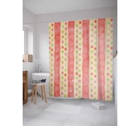 Штора (занавеска) для ванной JoyArty "Розовые полосы" из сатена, 180х200 см с крючками, sc_29664