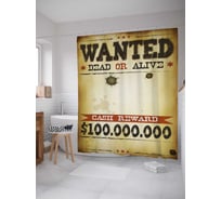 Штора (занавеска) для ванной JoyArty "Разыскивается живым или мертвым" из сатена, 180х200 см с крючками, sc_37954