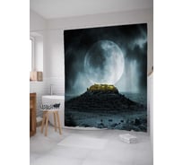 Штора (занавеска) для ванной JoyArty "Лунная ночь" из сатена, 180х200 см с крючками, sc_29772