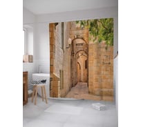 Штора (занавеска) для ванной JoyArty "Еврейский квартал в Иерусалиме" из сатена, 180х200 см с крючками, sc_29745
