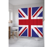 Штора (занавеска) для ванной JoyArty "Флаг Великобритании" из сатена, 180х200 см с крючками, sc_39127