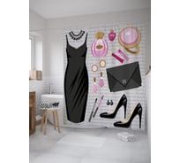 Штора (занавеска) для ванной JoyArty "Комплект на вечер" из сатена, 180х200 см с крючками, sc_39399