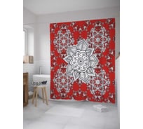 Штора (занавеска) для ванной JoyArty "Орнамент Туркмении" из сатена, 180х200 см с крючками, sc_36093