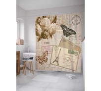 Штора (занавеска) для ванной JoyArty "Письмо и бабочки" из сатена, 180х200 см с крючками, sc_29953