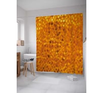 Штора (занавеска) для ванной JoyArty "Пламенное золото" из сатена, 180х200 см с крючками, sc_29737