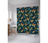 Штора (занавеска) для ванной JoyArty "Луг бабочек" из сатена, 180х200 см с крючками, sc_30003