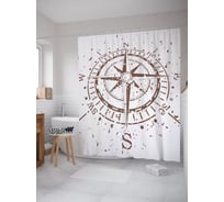 Штора (занавеска) для ванной JoyArty "Компас на плоскости" из сатена, 180х200 см с крючками, sc_38959