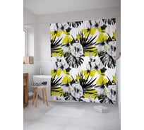Штора (занавеска) для ванной JoyArty "Тропики на полосах" из сатена, 180х200 см с крючками, sc_36045