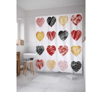 Штора (занавеска) для ванной JoyArty "Романтичные сердца" из сатена, 180х200 см с крючками, sc_29699