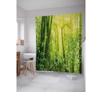 Штора (занавеска) для ванной JoyArty "Рассвет в лесу" из сатена, 180х200 см с крючками, sc_29804