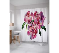 Штора (занавеска) для ванной JoyArty "Букет пионов" из сатена, 180х200 см с крючками, sc_29762