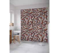 Штора (занавеска) для ванной JoyArty "Полосатые пейсли" из сатена, 180х200 см с крючками, sc_29818