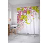 Штора (занавеска) для ванной JoyArty "Современные цветочки" из сатена, 180х200 см с крючками, sc_29726