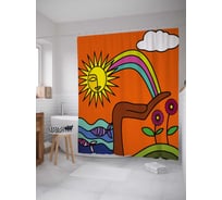 Штора (занавеска) для ванной JoyArty "Ручная природа" из сатена, 180х200 см с крючками, sc_29812