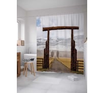 Штора (занавеска) для ванной JoyArty "Дорога в горы" из сатена, 180х200 см с крючками, sc_37919