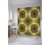 Штора (занавеска) для ванной JoyArty "Ажурные цветы" из сатена, 180х200 см с крючками, sc_36122