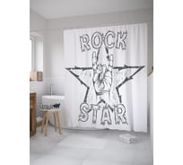 Штора (занавеска) для ванной JoyArty "Рок звезда" из сатена, 180х200 см с крючками, sc_39469