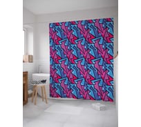 Штора (занавеска) для ванной JoyArty "Геометрическая мозаика" из сатена, 180х200 см с крючками, sc_29708