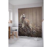 Штора (занавеска) для ванной JoyArty "Одинокий волк" из сатена, 180х200 см с крючками, sc_29771
