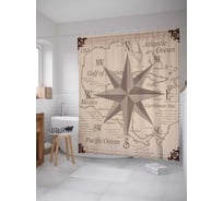 Штора (занавеска) для ванной JoyArty "Ориентир на карте" из сатена, 180х200 см с крючками, sc_38944
