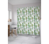 Штора (занавеска) для ванной JoyArty "Виды кактусов" из сатена, 180х200 см с крючками, sc_36153