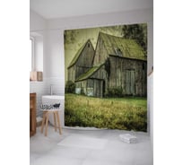 Штора (занавеска) для ванной JoyArty "Дом в лесу" из сатена, 180х200 см с крючками, sc_29805