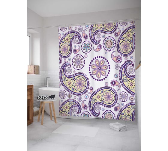 Штора (занавеска) для ванной JoyArty "Лепестковый порядок" из сатена, 180х200 см с крючками, sc_29741 1