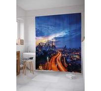 Штора (занавеска) для ванной JoyArty "Ночная магистраль" из сатена, 180х200 см с крючками, sc_29791