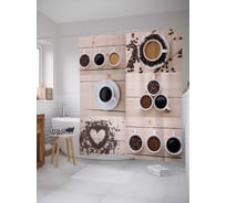 Штора (занавеска) для ванной JoyArty "Кофейный ритуал" из сатена, 180х200 см с крючками, sc_29932