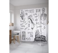 Штора (занавеска) для ванной JoyArty "Древнеримская рукопись" из сатена, 180х200 см с крючками, sc_39497